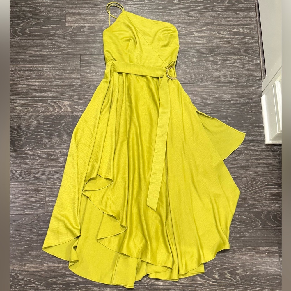 Luxxel Lime Green Asymmetric Midi Dress